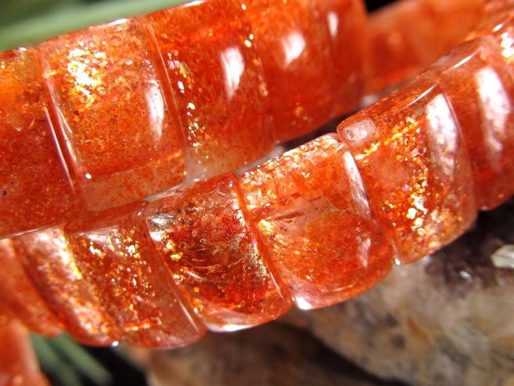 サンストーン バングル 日長石 ブレスレット ヘリオライト アベンチュリンフェルドスパー レクタングル