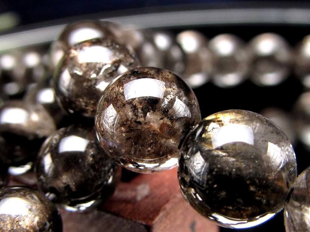 エレスチャルクォーツ 骸骨水晶 ブレスレット 水晶の最終形態 グラファイト