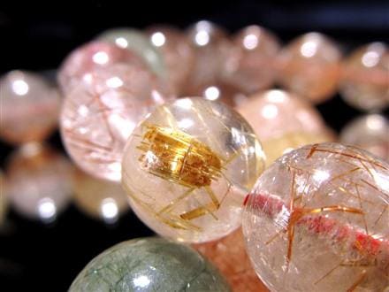 MIXルチルクォーツ ブレスレット キャッツアイ ルチルクォーツ ラビットヘア