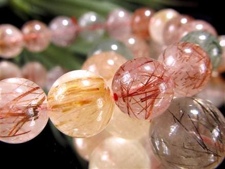 MIXルチルクォーツ ブレスレット キャッツアイ ルチルクォーツ ラビットヘア