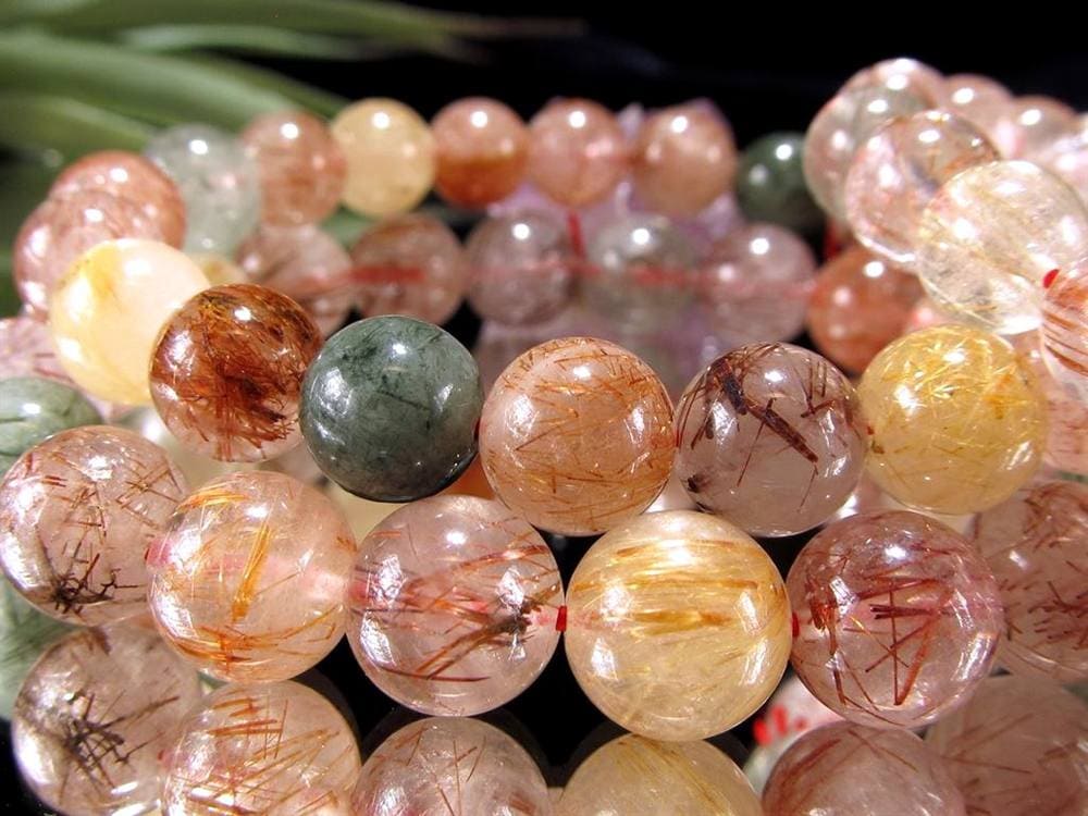 MIXルチルクォーツ ブレスレット キャッツアイ ルチルクォーツ ラビットヘア