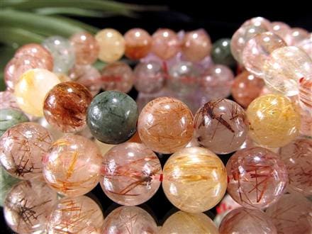 MIXルチルクォーツ ブレスレット キャッツアイ ルチルクォーツ ラビットヘア