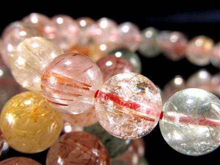 MIXルチルクォーツ ブレスレット キャッツアイ ルチルクォーツ ラビットヘア