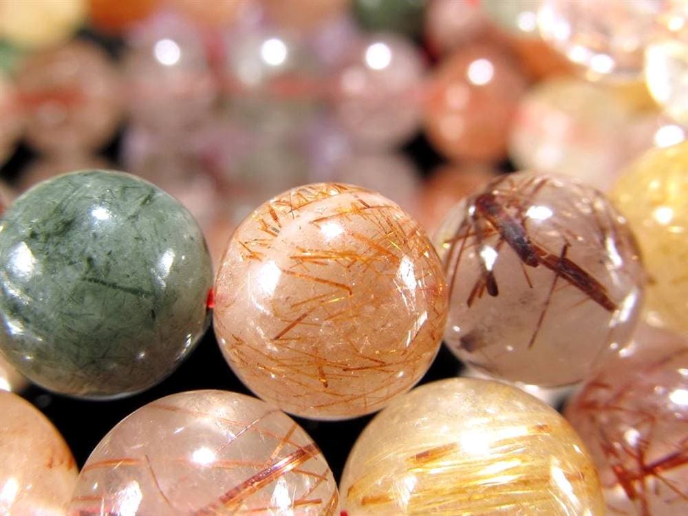 MIXルチルクォーツ ブレスレット キャッツアイ ルチルクォーツ ラビットヘア