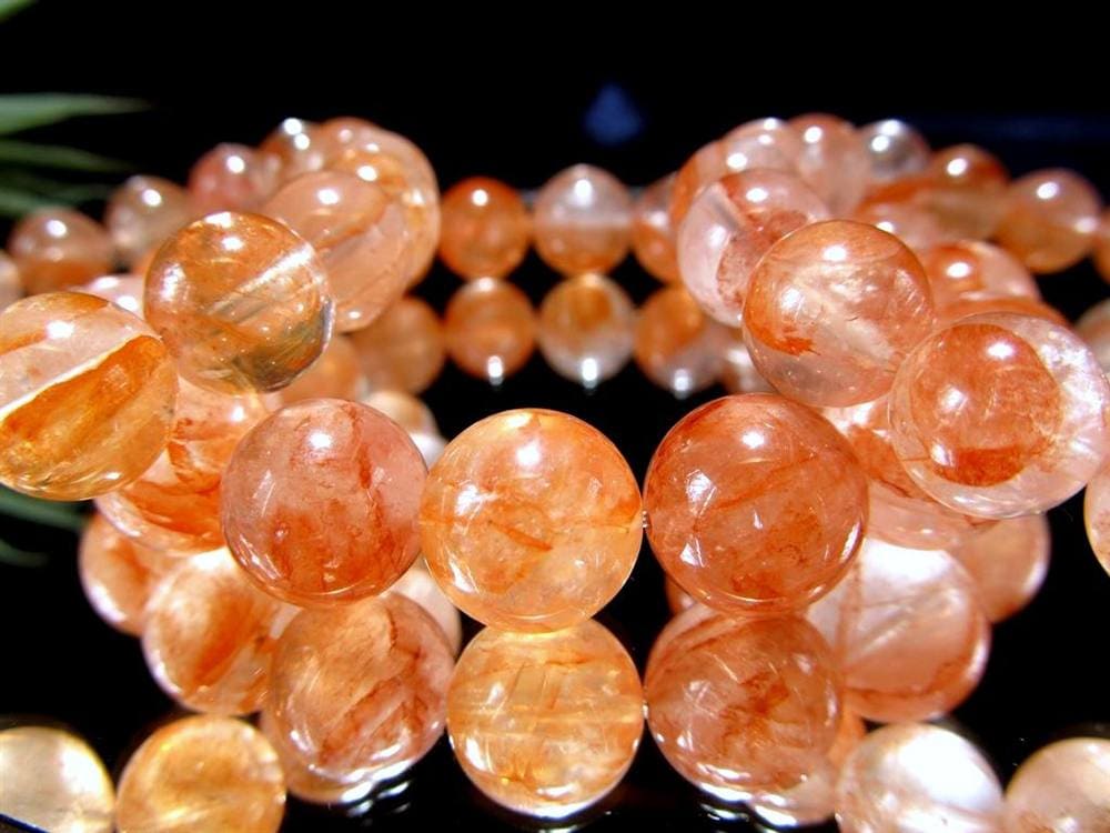 レッドライモナイトインクォーツ 褐鉄鉱入り水晶 ブレスレット マダガスカル産 ライモナイトインクォーツ