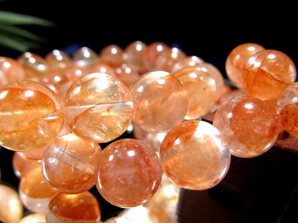 レッドライモナイトインクォーツ 褐鉄鉱入り水晶 ブレスレット マダガスカル産 ライモナイトインクォーツ
