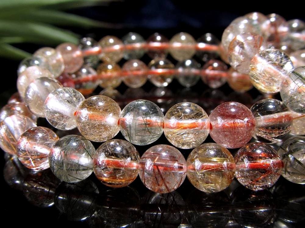 ルチルクォーツ 福禄寿 ブレスレット マルチカラー 金運