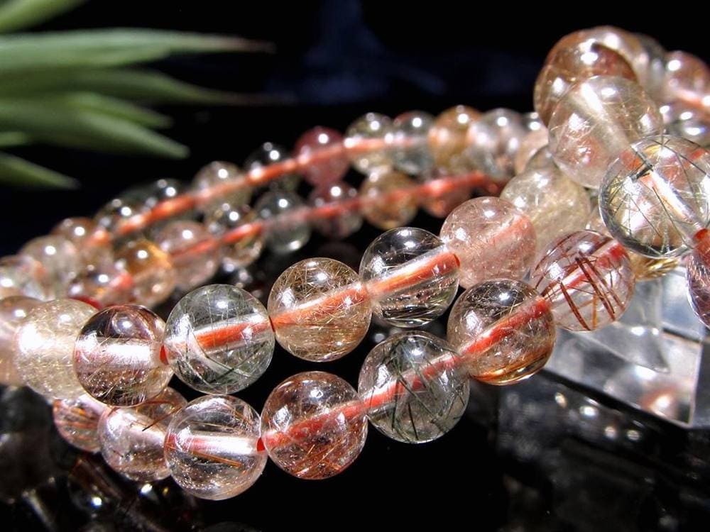 ルチルクォーツ 福禄寿 ブレスレット マルチカラー 金運