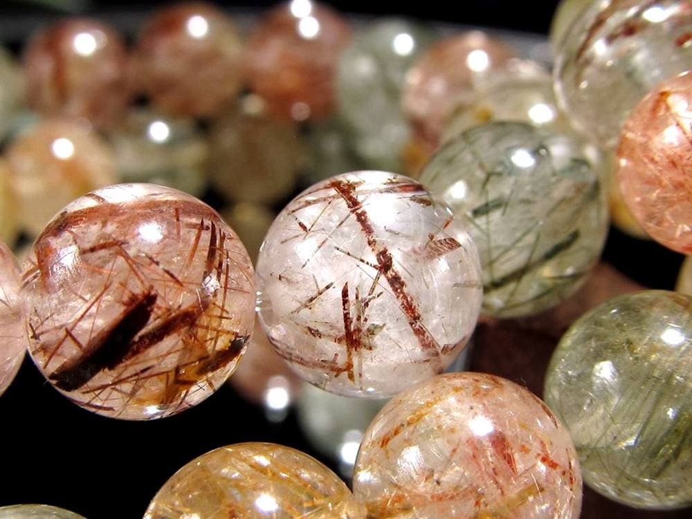 ルチルクォーツ ブレスレット MIXルチル 金紅石入り水晶 ルチレイテッドクォーツ