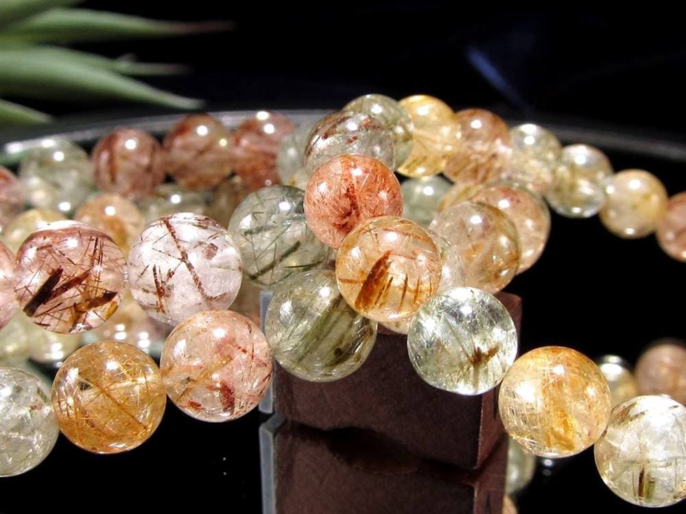 ルチルクォーツ ブレスレット MIXルチル 金紅石入り水晶 ルチレイテッドクォーツ