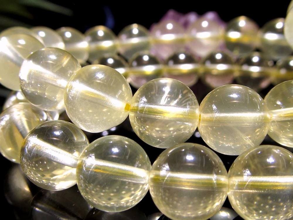 レモンクォーツ 硫黄水晶 ブレスレット アステリズム効果 星彩効果