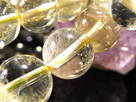レモンクォーツ 硫黄水晶 ブレスレット アステリズム効果 星彩効果