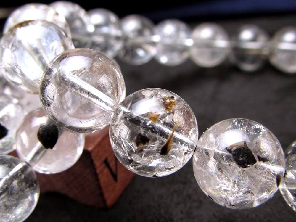 エレスチャルクォーツ 骸骨水晶 ブレスレット 水晶の最終形態 グラファイト