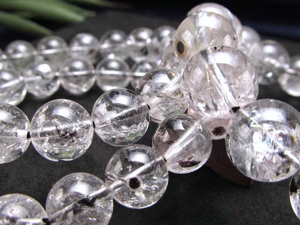 エレスチャルクォーツ 骸骨水晶 ブレスレット 水晶の最終形態 グラファイト