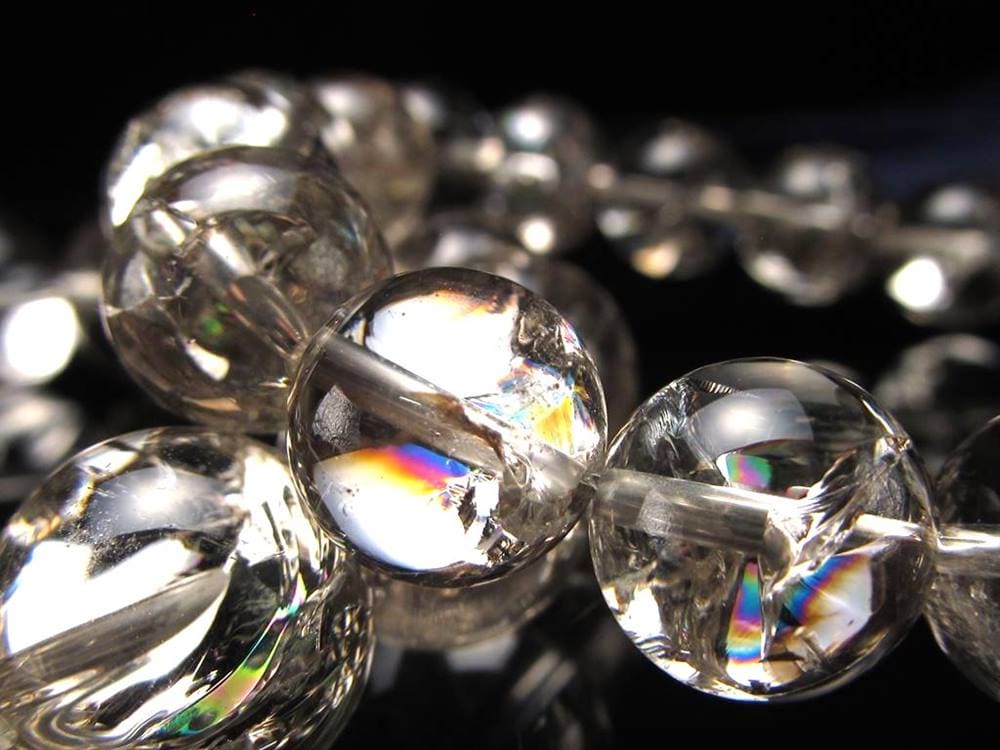 スモーキークォーツ 煙水晶 アイリスクォーツ ブレスレット 虹入り レインボー水晶