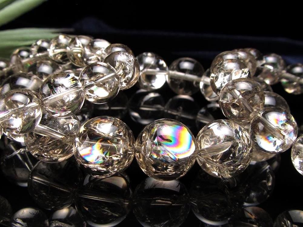 スモーキークォーツ 煙水晶 アイリスクォーツ ブレスレット 虹入り レインボー水晶