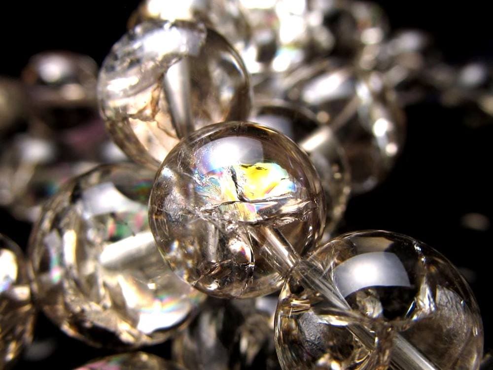 スモーキークォーツ 煙水晶 アイリスクォーツ ブレスレット 虹入り レインボー水晶