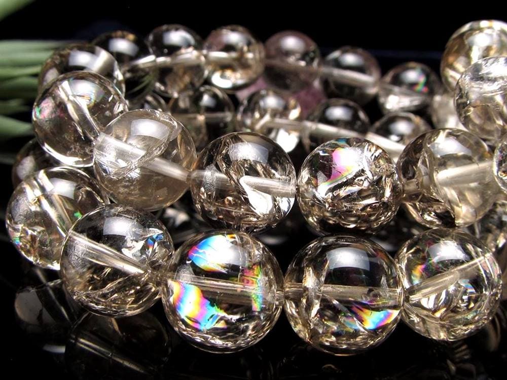 スモーキークォーツ 煙水晶 アイリスクォーツ ブレスレット 虹入り レインボー水晶