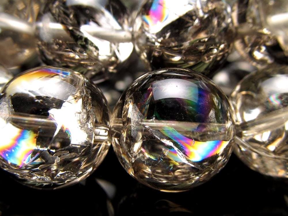 スモーキークォーツ 煙水晶 アイリスクォーツ ブレスレット 虹入り レインボー水晶