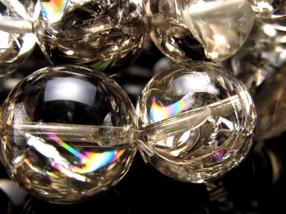 スモーキークォーツ 煙水晶 アイリスクォーツ ブレスレット 虹入り レインボー水晶