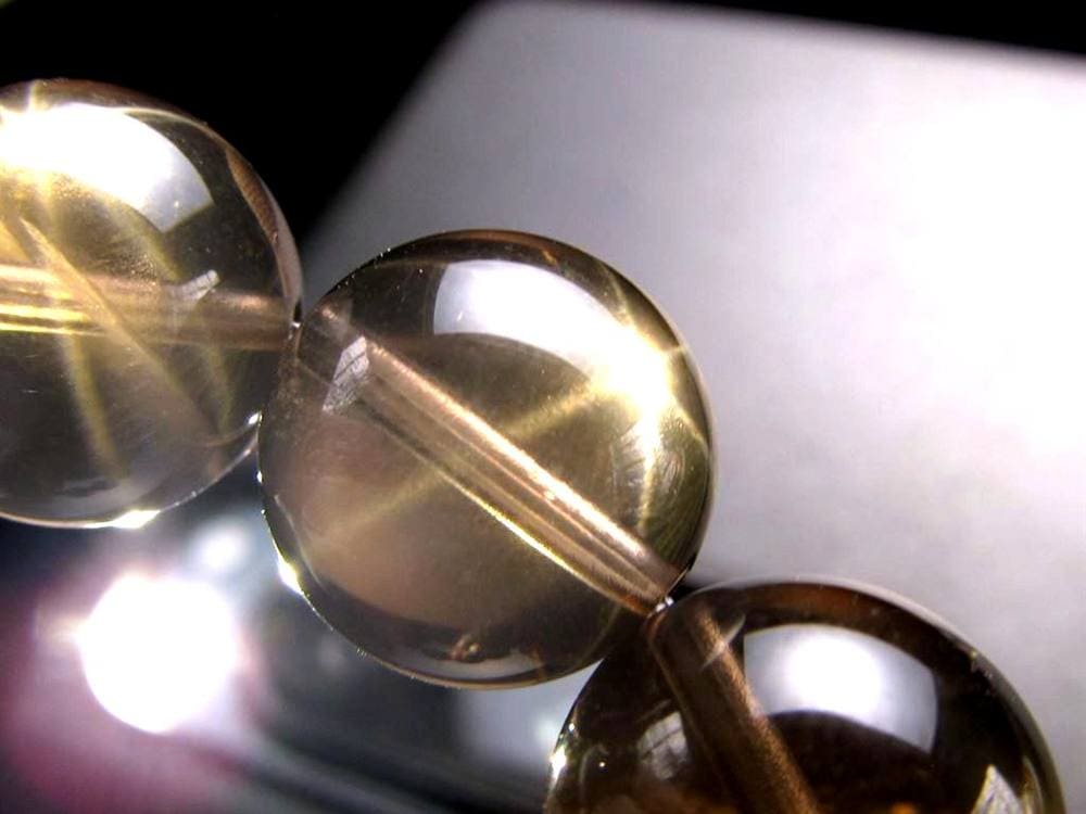 スタースモーキークォーツ スモーキークォーツ ブレスレット 星彩効果 アステリズム効果