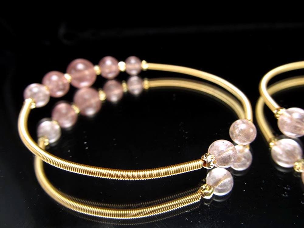 ピンクエピドートシスト ブレスレット 形状記憶ワイヤー バングル デザインブレスレット