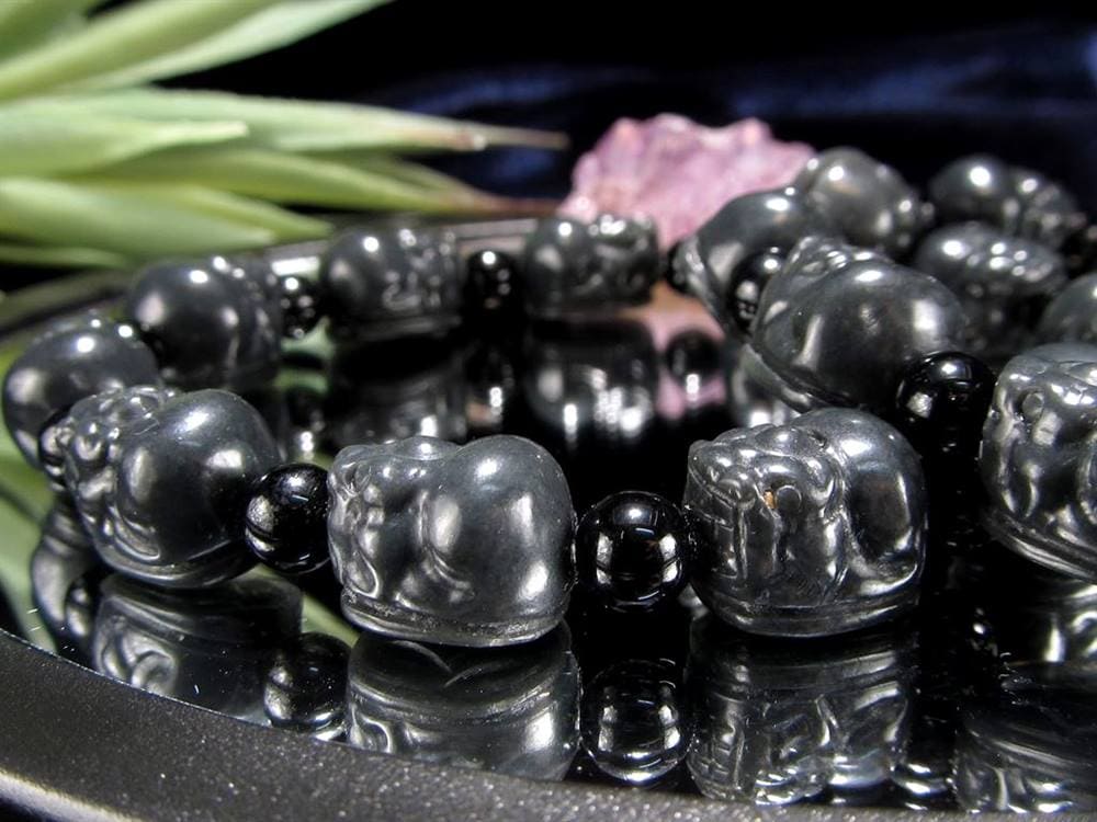 ビルマ翡翠 ブラックジェイド 黒翡翠 貔貅 ヒキュウ ブレスレット ミャンマー