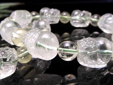 プラシオライト グリーンアメジスト 緑水晶 グリーンクォーツ ブレスレット 貔貅 ヒキュウ