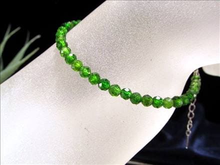クロムダイオプサイト 緑色透輝石 ワイヤーブレスレット クロムダイオプサイトブレスレット アジャスター金具付き