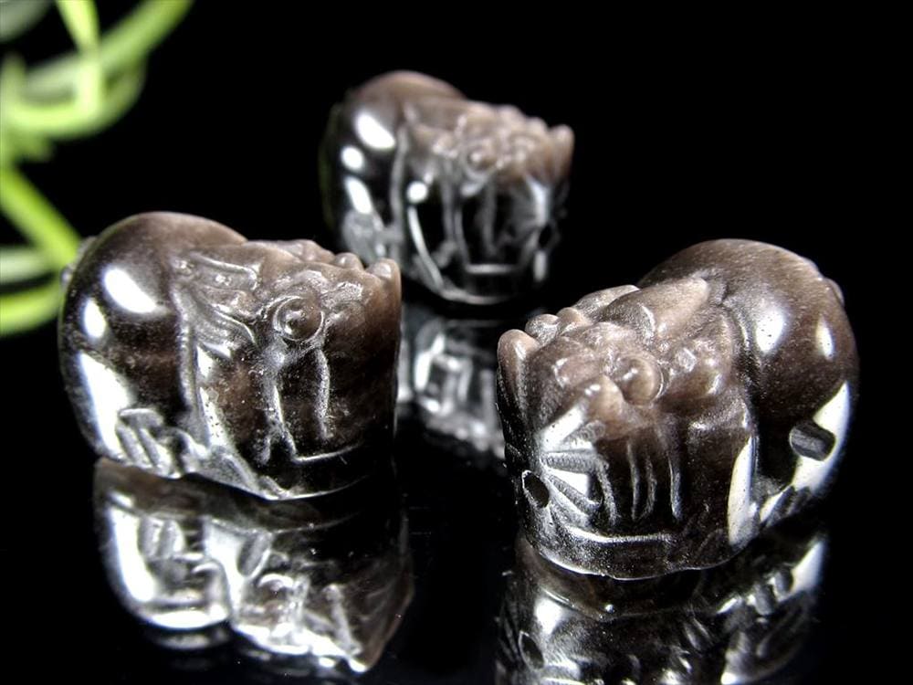 オブシディアン シルバーオブシディアン ビーズ石 1粒売り バラ珠