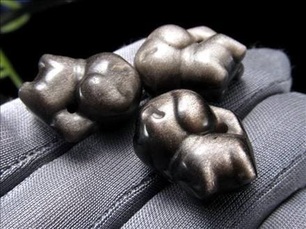 オブシディアン シルバーオブシディアン ビーズ石 1粒売り バラ珠