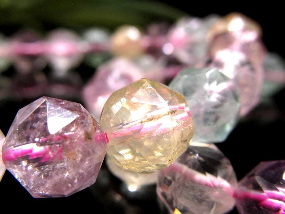 アメジスト シトリン ローズクォーツ グリーンフローライト スターカット ブレスレット