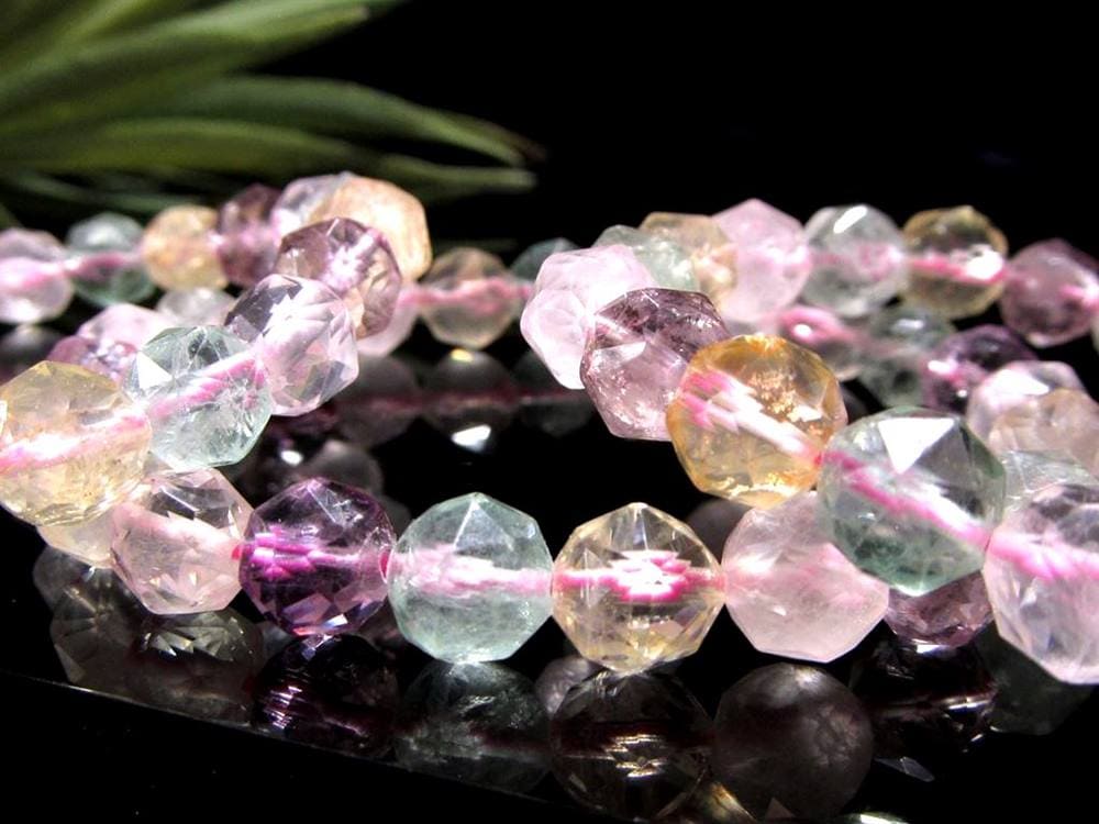 アメジスト シトリン ローズクォーツ グリーンフローライト スターカット ブレスレット