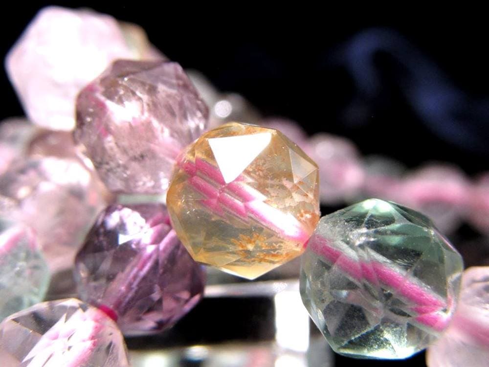 アメジスト シトリン ローズクォーツ グリーンフローライト スターカット ブレスレット