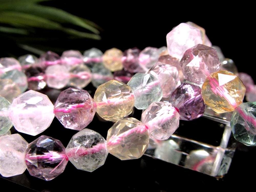 アメジスト シトリン ローズクォーツ グリーンフローライト スターカット ブレスレット