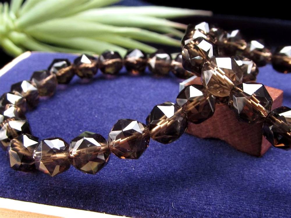 スモーキークォーツ 煙水晶 スターカット ブレスレット