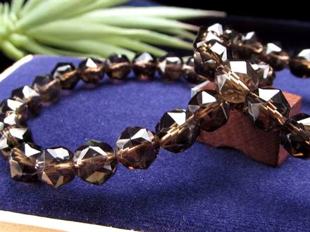 スモーキークォーツ 煙水晶 スターカット ブレスレット