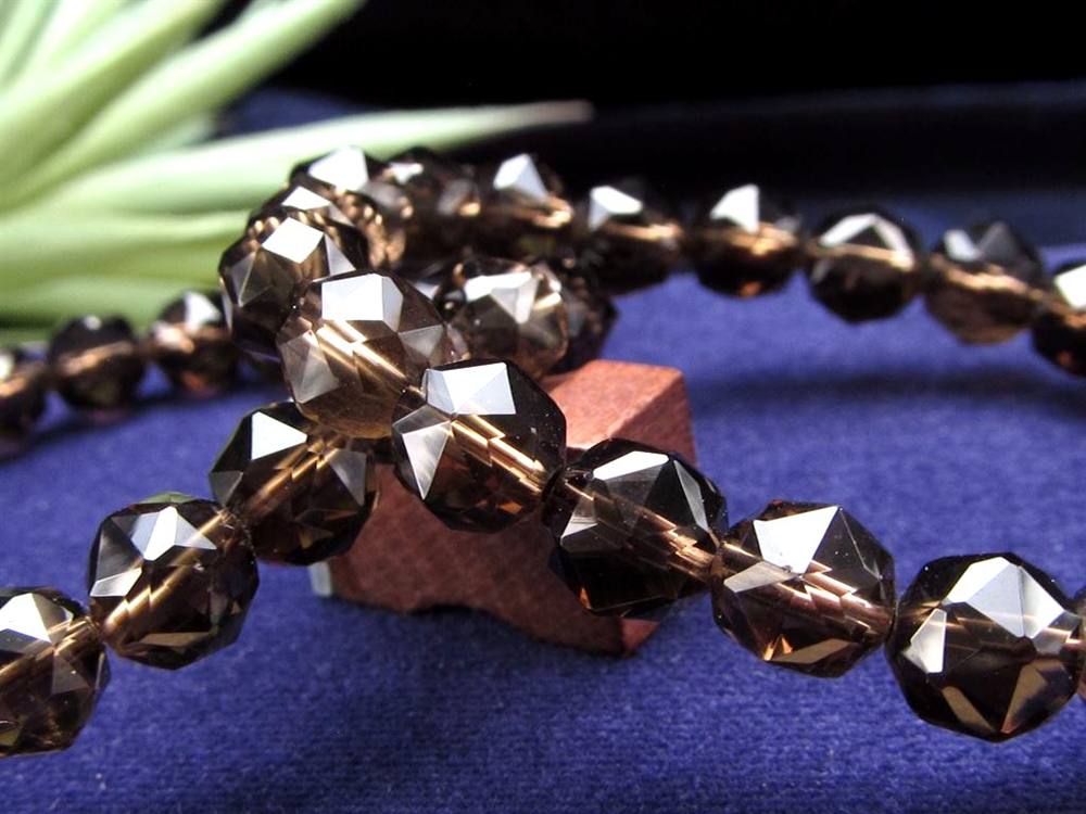 スモーキークォーツ 煙水晶 スターカット ブレスレット