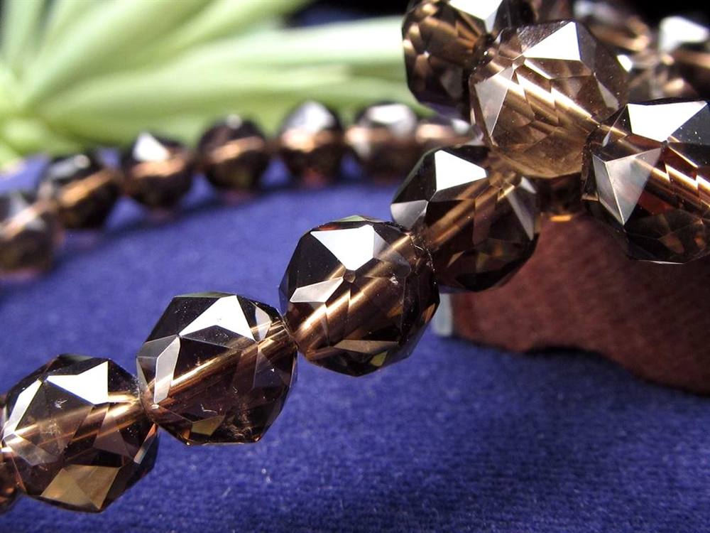 スモーキークォーツ 煙水晶 スターカット ブレスレット