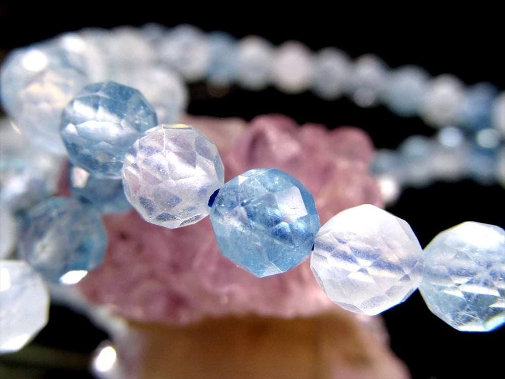 アクアマリン ボールカットブレスレット 3月の誕生石 藍玉