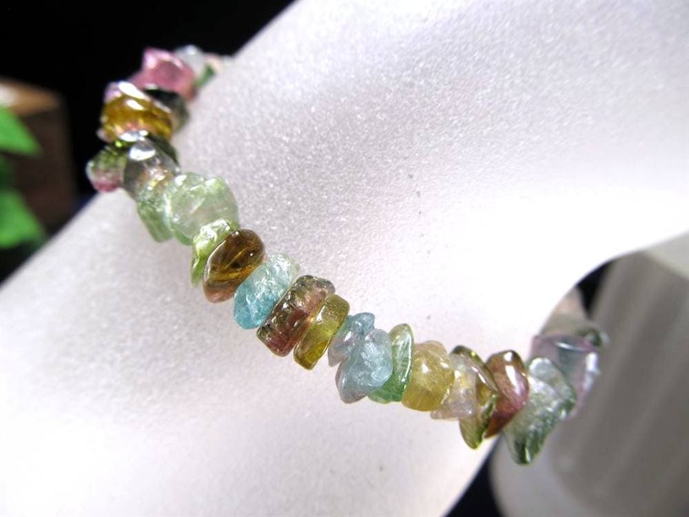 トルマリン 電気石 さざれ ブレスレット グリーントルマリン