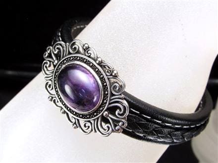 シルバーアクセサリー レザージュエリー バングルブレスレット パワーストーン 天然石