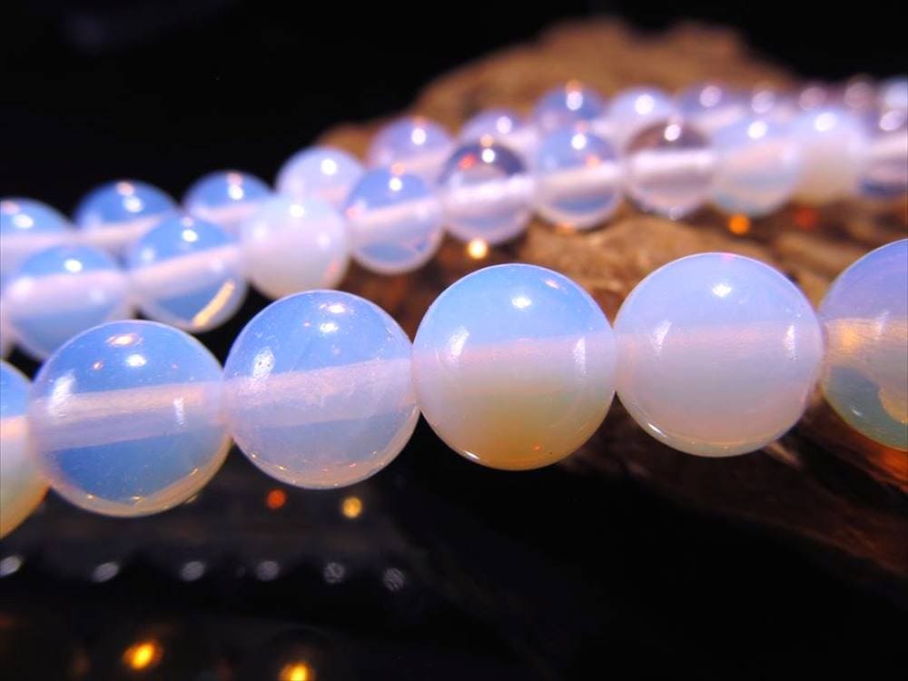ビーズ連 オパール オパライト シンセティックオパール 天然石