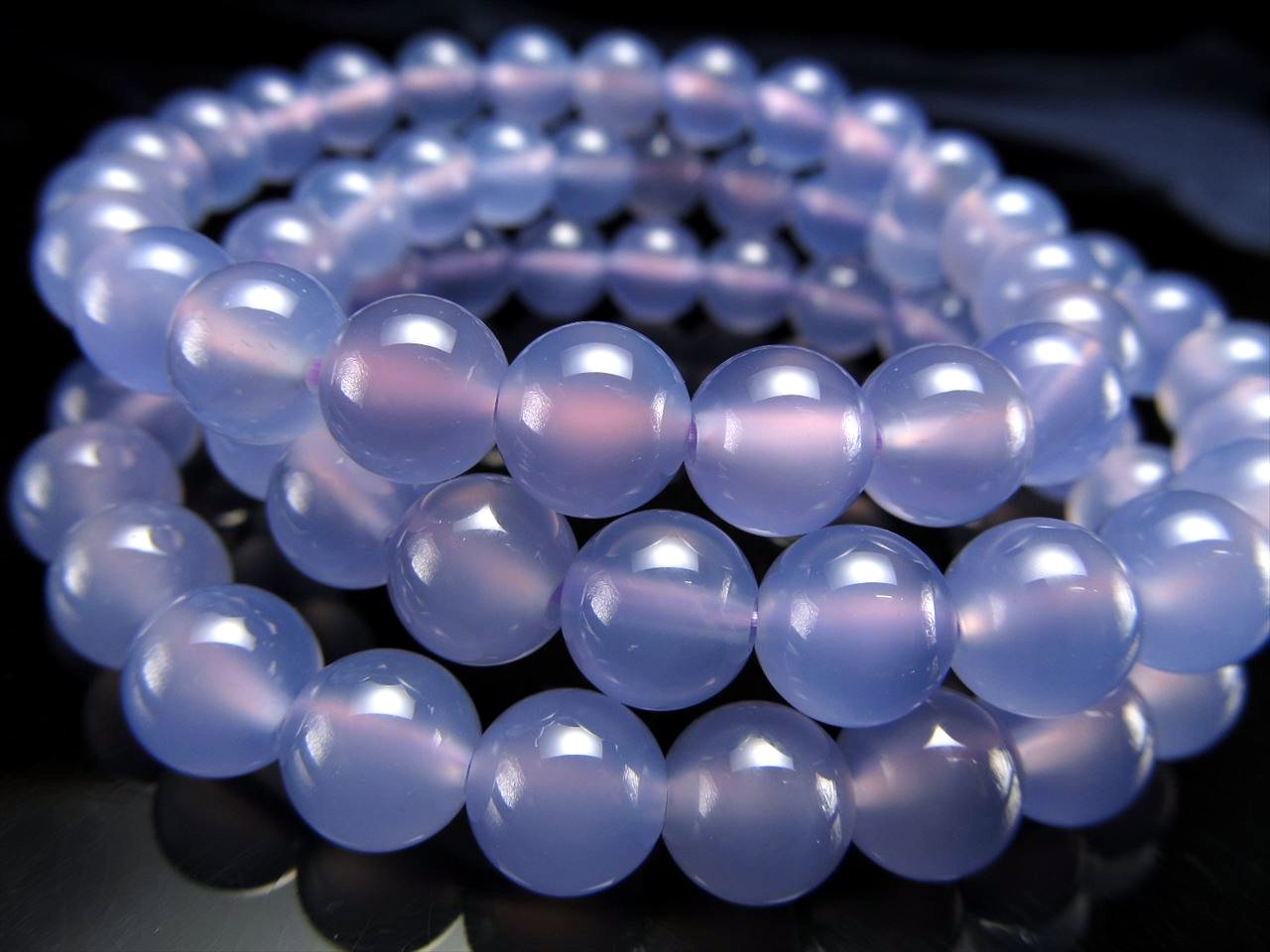 天然無処理 パープルカルセドニー ブレスレット 14mm/63.4g