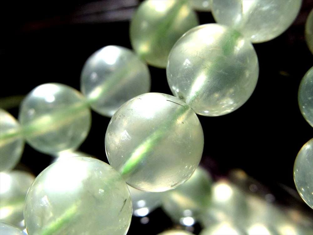 プレナイト 葡萄石 ビーズ連 連材