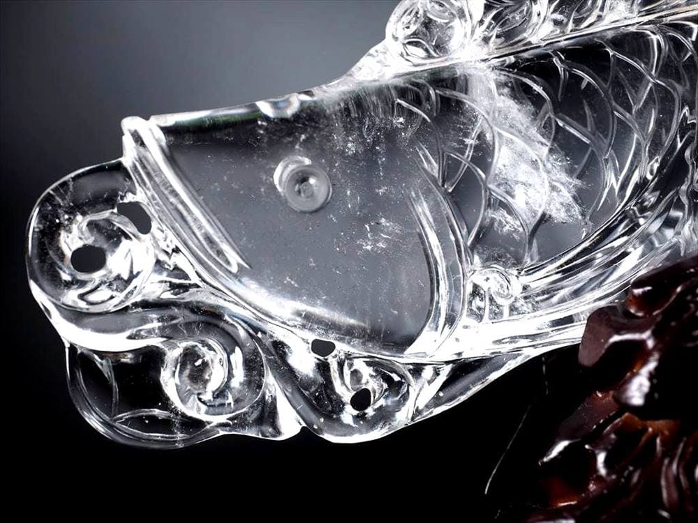 アロワナ 置物 水晶 龍魚 風水