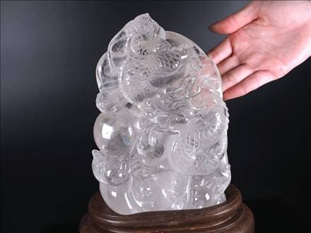 水晶 置物 龍 彫刻 開運
