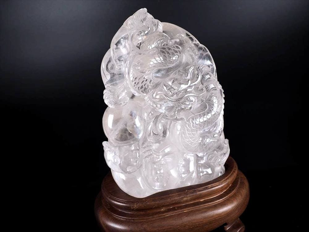 水晶 置物 龍 彫刻 開運