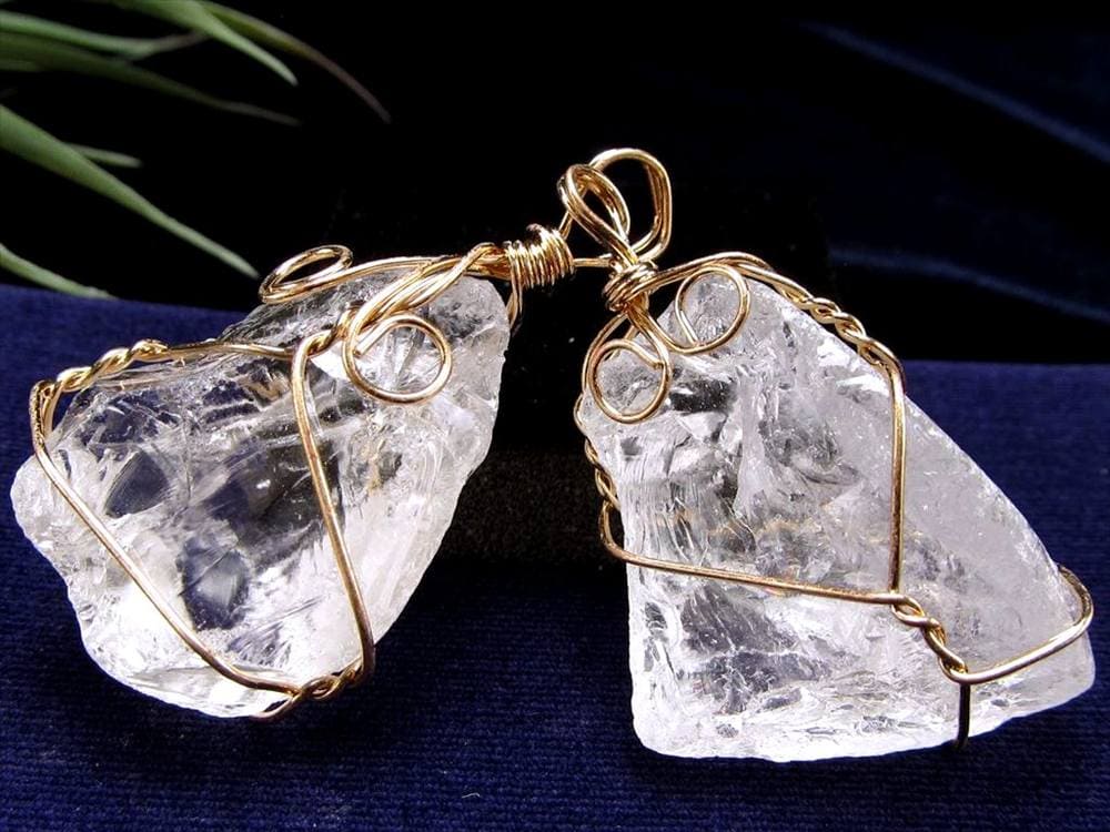 天然水晶 原石 水晶 クォーツ ワイヤーラップ ペンダントトップ