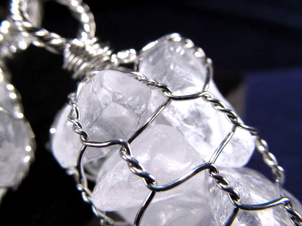 天然水晶 原石 水晶 クォーツ ワイヤーラップ ペンダントトップ